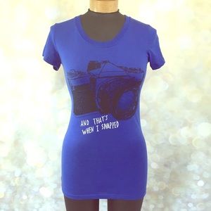 FRZ Graphic Tee S Photography Camera T-Shirt Blue